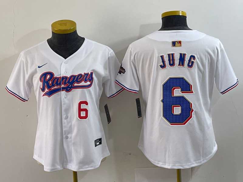 Womens Texas Rangers #6 Josh Jung Number White 2024 Gold Collection Limited Cool Base Jersey